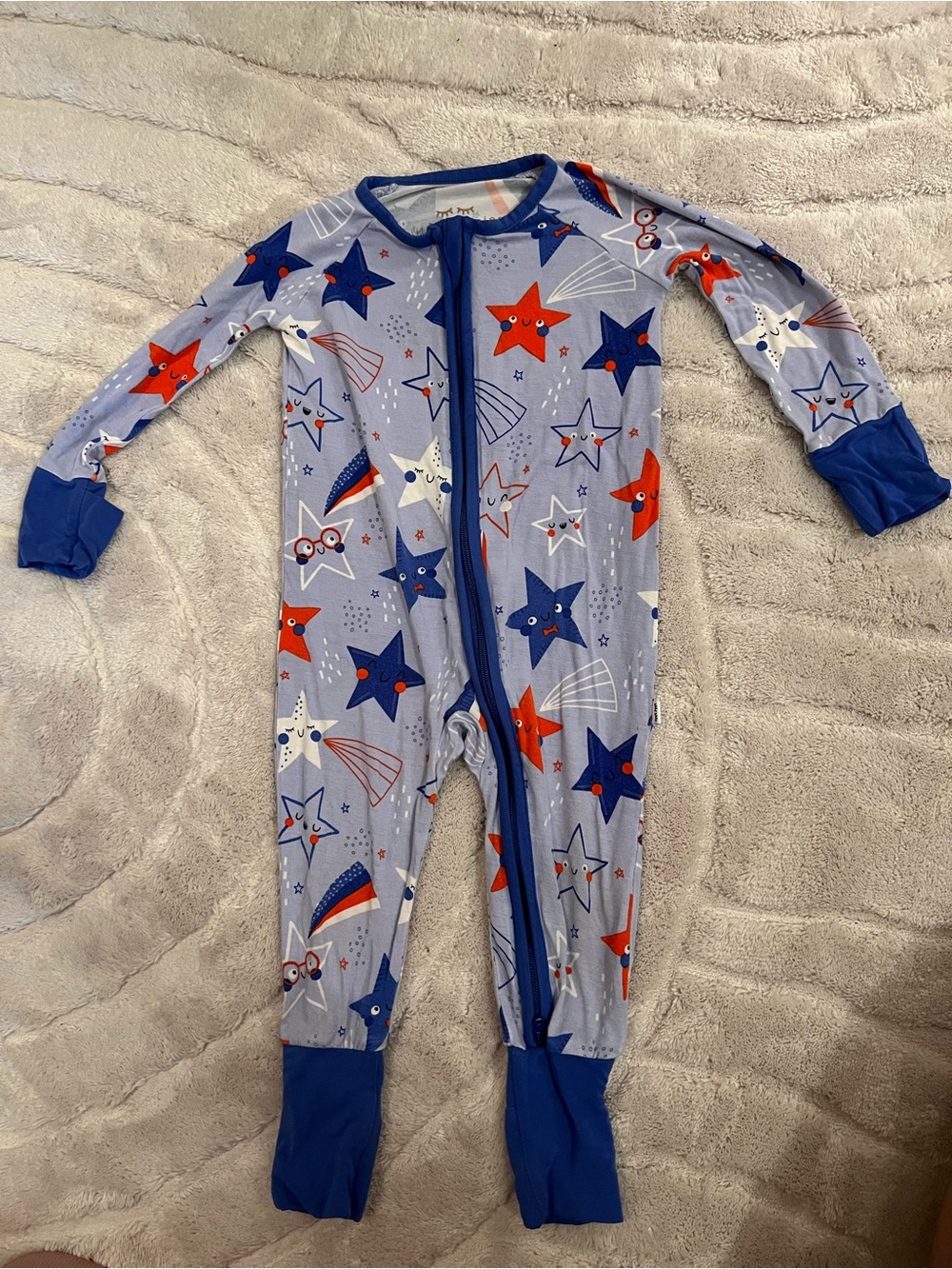 Little Sleepies Blue Star & Rocket Print Footed One-Piece